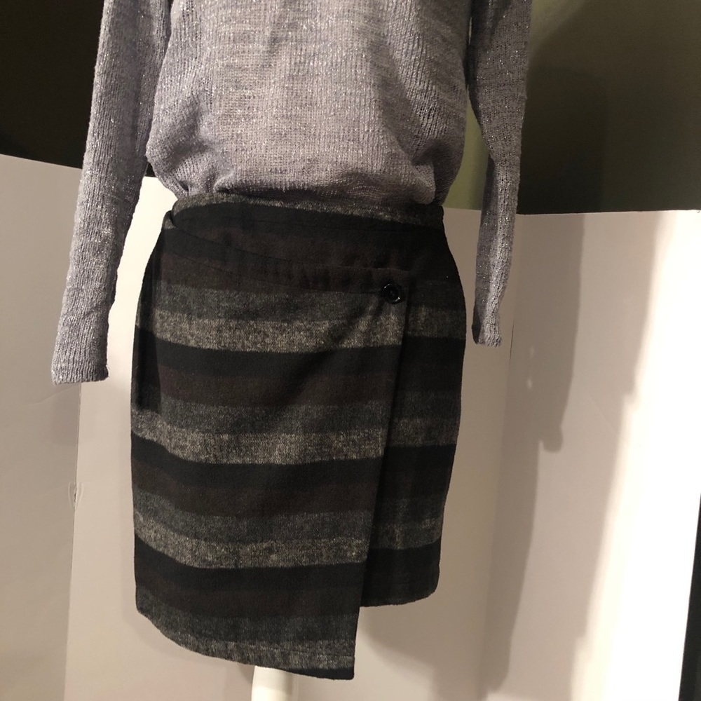 Tulle Faux Wrap Gray/Black Mini Skirt Size M NWT
